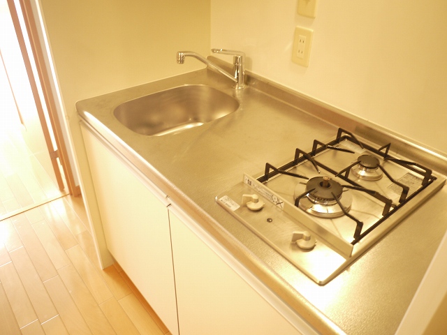 Kitchen. Pat is also cooking at 2 lot gas stoves