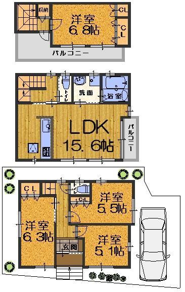 Floor plan. 36,800,000 yen, 4LDK, Land area 66.2 sq m , Building area 92.19 sq m livable floor plan