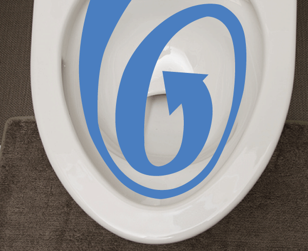 Toilet.  [Water-saving toilet] The tornado cleaning, With a small amount of water, Wash round firmly the entire toilet bowl (conceptual diagram)