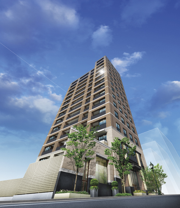 Features of the building.  [appearance] Along Tor Road, Moreover, the property to be born to the location in the corner lot of presence of the form stand out. Attire an outer wall to the center of the Brown tile, It is a contemporary sensibility and sublime form design that reconciliation a retro taste (Rendering)