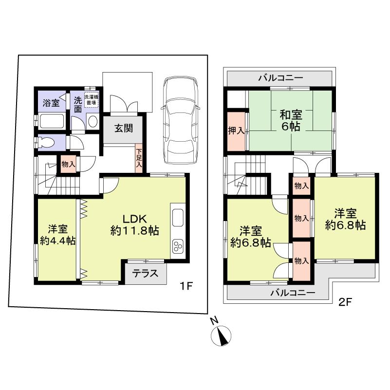 Floor plan. 44,600,000 yen, 4LDK, Land area 97.78 sq m , Building area 94 sq m