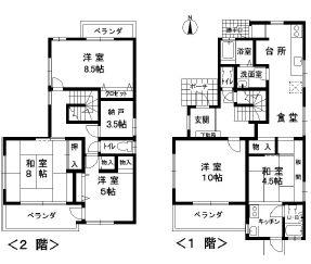 Floor plan. 56,800,000 yen, 5DK + S (storeroom), Land area 141.58 sq m , Building area 128.21 sq m
