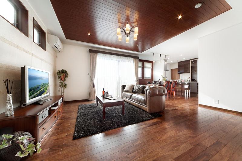 Living. A No. land model house photo. Tastefully coordinated flooring of muted colors.