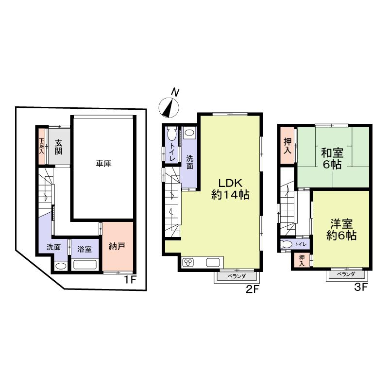 Floor plan. 27,800,000 yen, 2LDK + S (storeroom), Land area 50.07 sq m , Building area 89.73 sq m