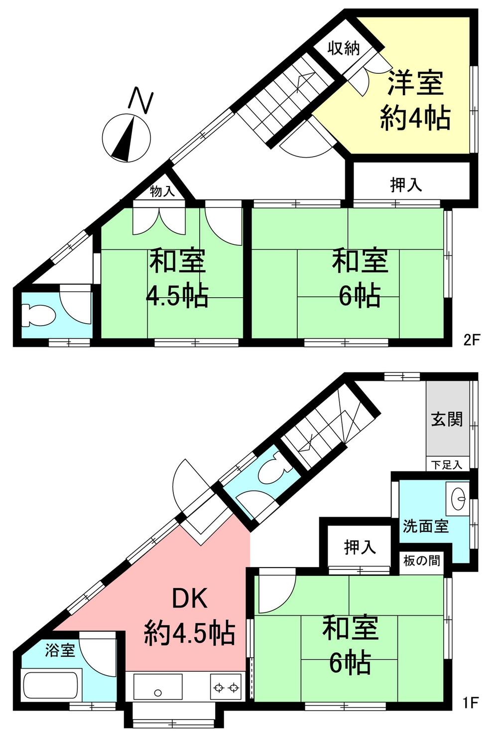 Floor plan. 18,800,000 yen, 4DK, Land area 102.34 sq m , Building area 84.8 sq m