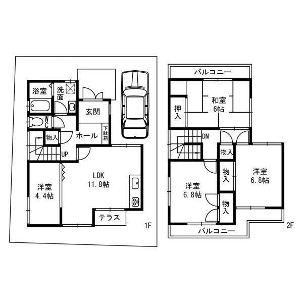 Floor plan. 44,600,000 yen, 4LDK, Land area 97.88 sq m , Building area 94 sq m
