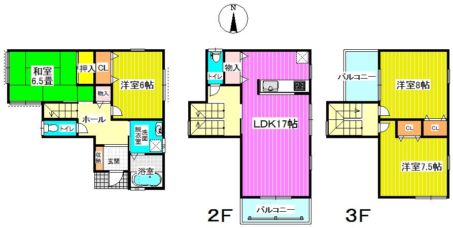 Floor plan. (No. 3 locations), Price 35,800,000 yen, 4LDK, Land area 128.31 sq m , Building area 114.21 sq m
