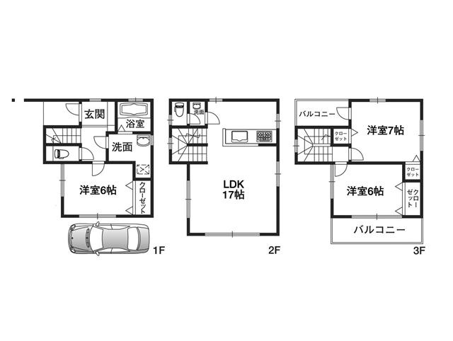 Floor plan. 34,800,000 yen, 3LDK, Land area 50 sq m , Building area 87.48 sq m