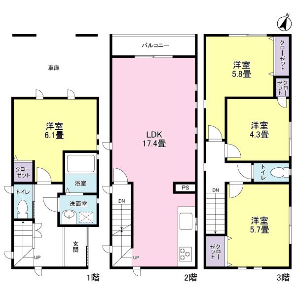 Floor plan. 42,800,000 yen, 4LDK, Land area 43.68 sq m , Building area 103.05 sq m floor plan.