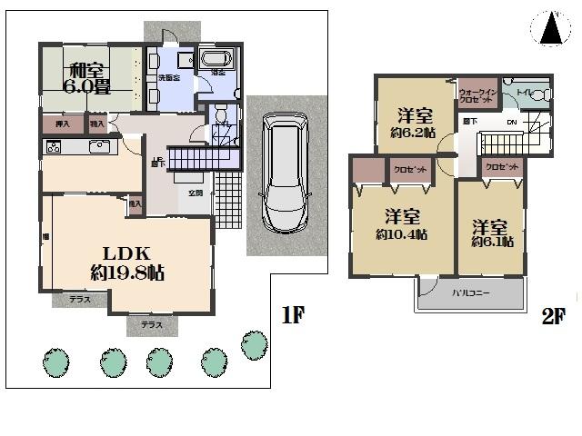 Floor plan. 49,800,000 yen, 4LDK, Land area 176.45 sq m , Building area 128.14 sq m