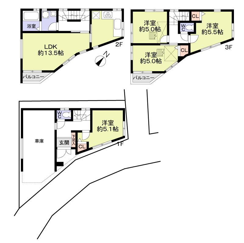 Floor plan. 29,800,000 yen, 4LDK, Land area 46.95 sq m , Building area 94.9 sq m