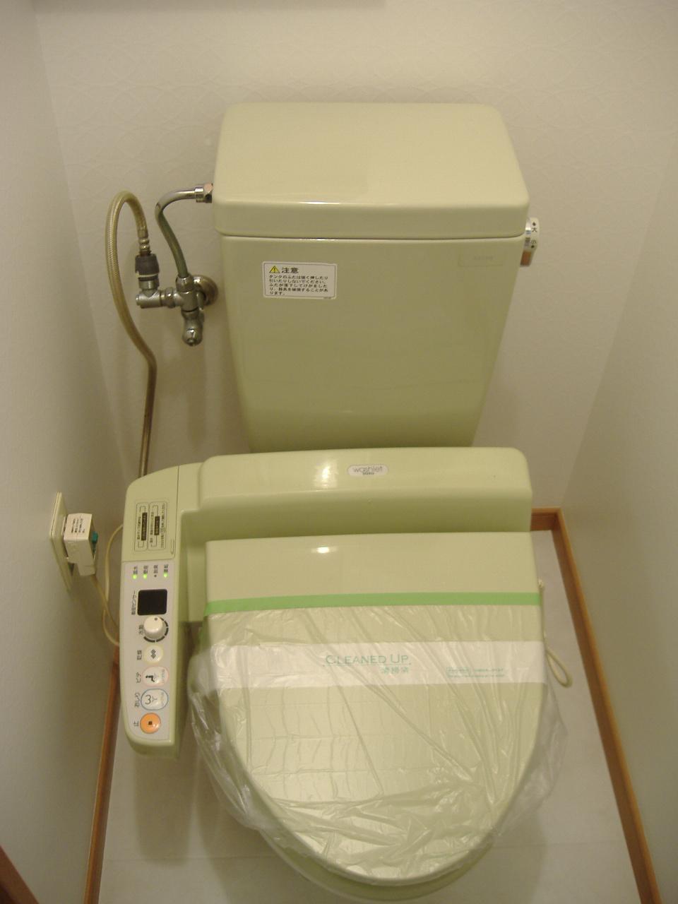 Toilet. Bidet. Floor tiles stuck Kawasumi.