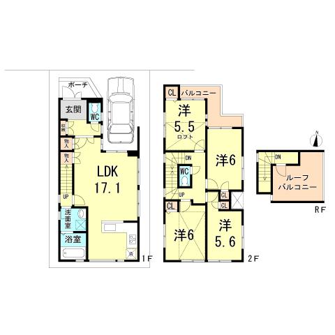 Floor plan. 32,500,000 yen, 4LDK, Land area 80.11 sq m , Building area 103.78 sq m