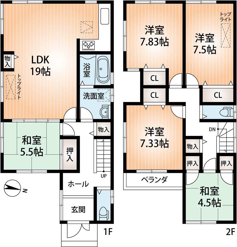 Floor plan. (No. 3 locations), Price 33,200,000 yen, 5LDK, Land area 102.66 sq m , Building area 120.69 sq m