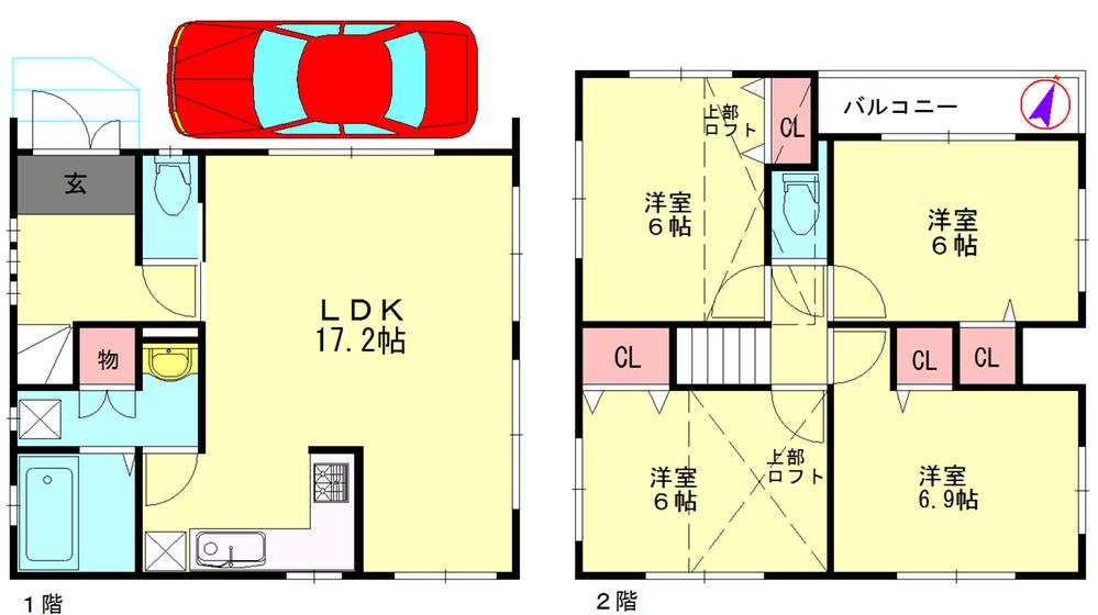 Floor plan. 29,800,000 yen, 4LDK, Land area 69.27 sq m , Building area 97.41 sq m