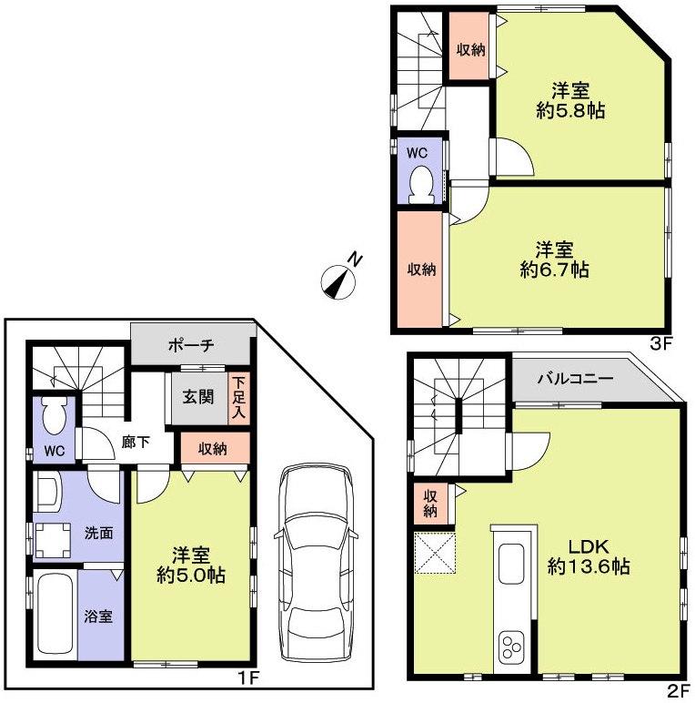 Floor plan. 29,800,000 yen, 3LDK, Land area 42.68 sq m , Building area 81.8 sq m
