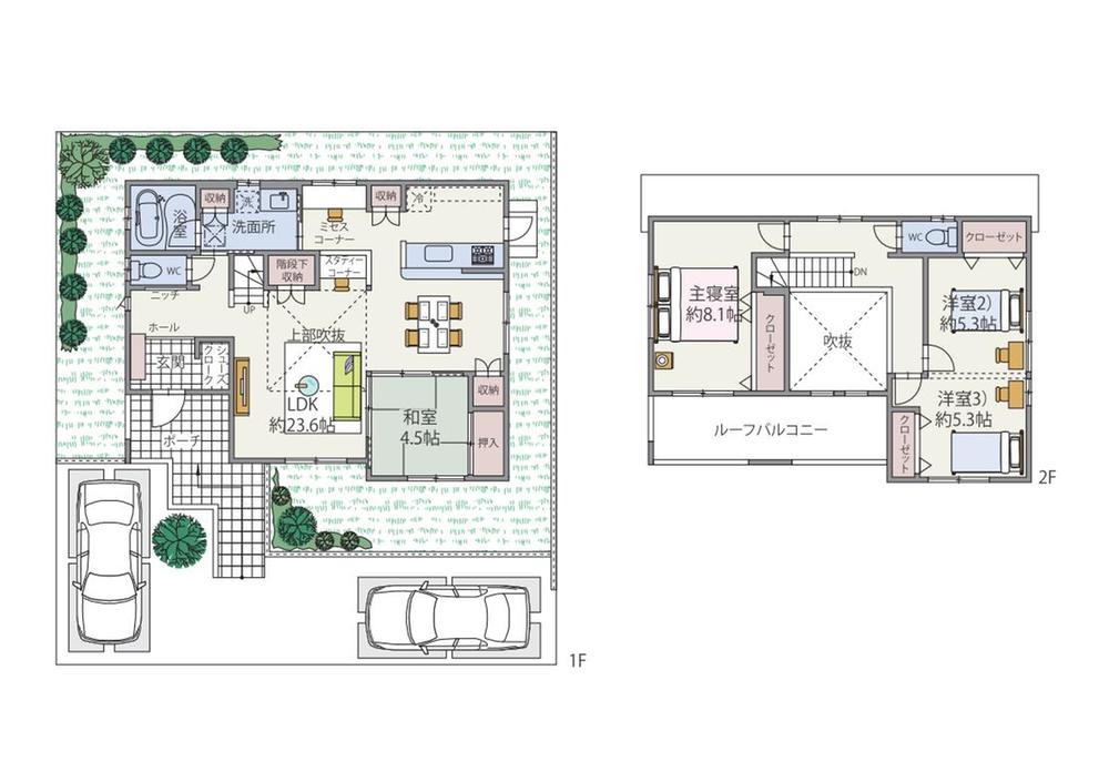 Building plan example (floor plan). Already chosen to 120 pairs in Kozudai, Of external heat insulation house "Kurumu". 