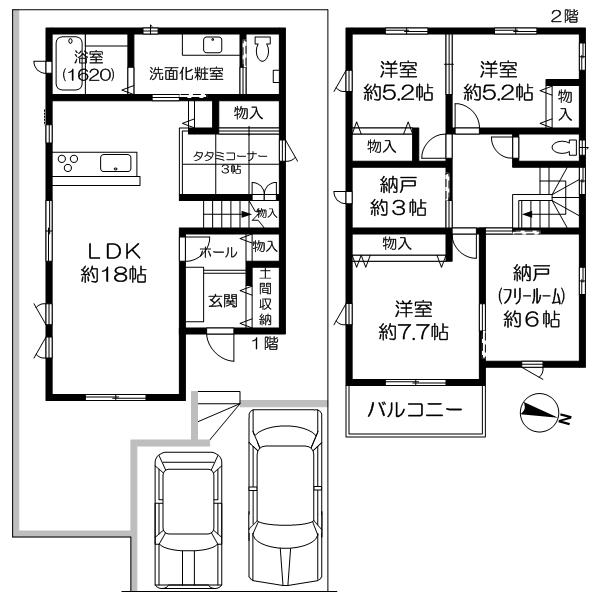 Floor plan. 27,800,000 yen, 3LDK + 2S (storeroom), Land area 130.73 sq m , Building area 118.41 sq m