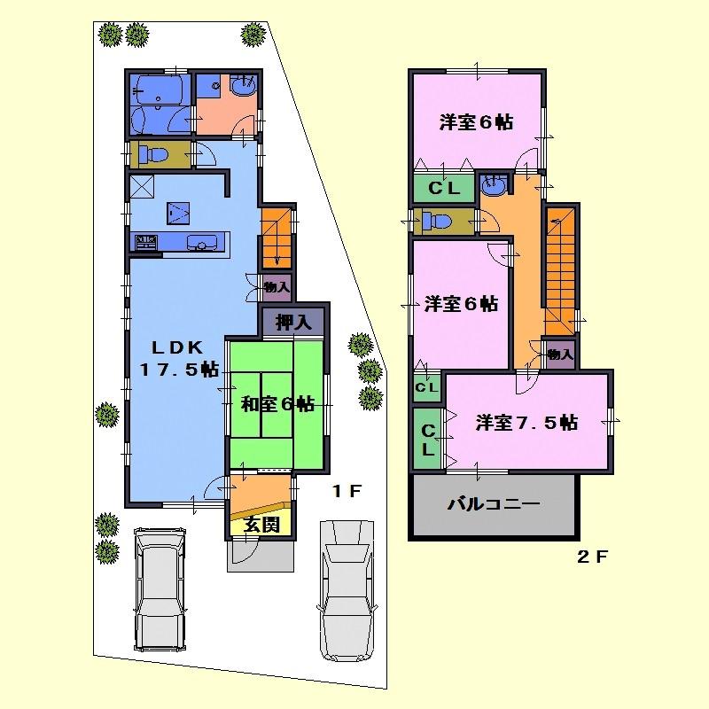 Floor plan. (B No. land), Price 36,800,000 yen, 4LDK, Land area 132.71 sq m , Building area 102.87 sq m