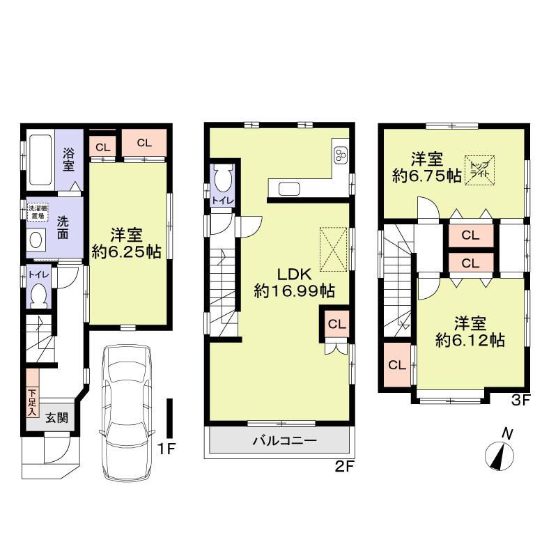 Floor plan. 31 million yen, 3LDK, Land area 54.73 sq m , Building area 87.16 sq m floor plan
