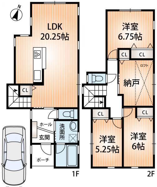 Floor plan. 54,900,000 yen, 4LDK, Land area 95.79 sq m , Building area 99.97 sq m