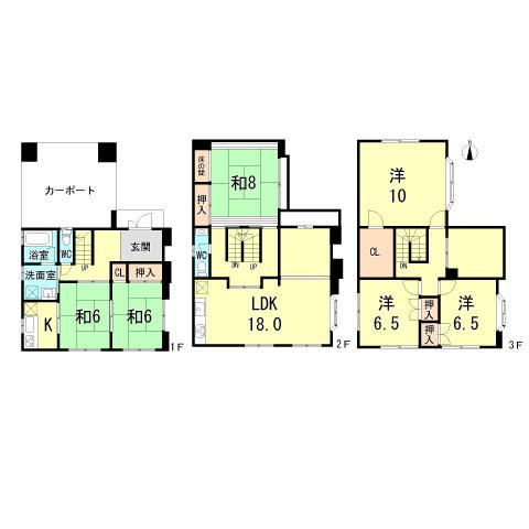 Floor plan. 89 million yen, 6LDK, Land area 247.63 sq m , Building area 173.06 sq m