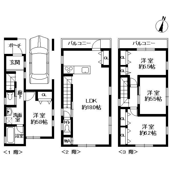 Floor plan. 42,800,000 yen, 4LDK, Land area 61.72 sq m , Building area 109.12 sq m
