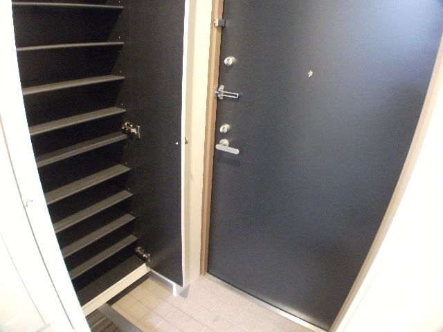 Entrance. Plenty fit shoe box. Adjustment of the height is also possible.