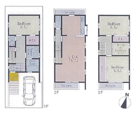 Floor plan. 37,800,000 yen, 3LDK + S (storeroom), Land area 70.02 sq m , Building area 112.39 sq m spacious LDK18.7 Pledge!  Storage rich spacious floor plan! 