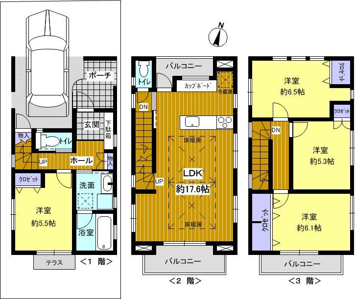 Floor plan. 34,800,000 yen, 4LDK, Land area 73.9 sq m , Building area 111.37 sq m