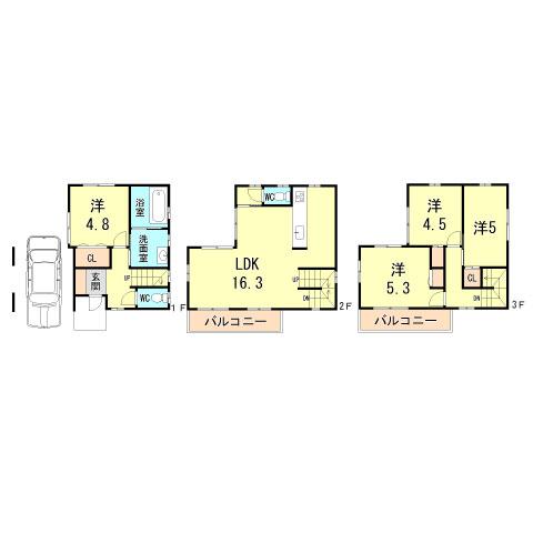 Floor plan. 23.8 million yen, 4LDK, Land area 55.27 sq m , Building area 97.99 sq m