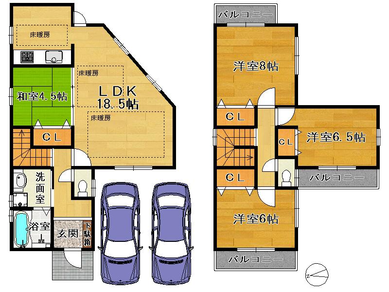 Floor plan. 29,800,000 yen, 4LDK, Land area 112.07 sq m , Building area 102.51 sq m