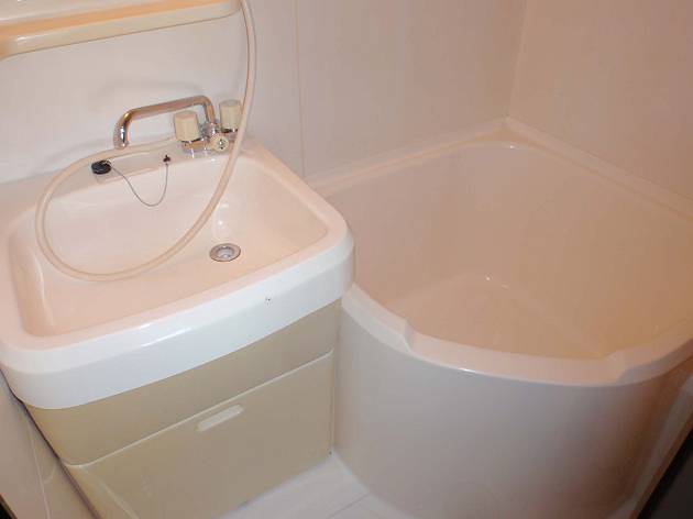 Bath. Washbasin with shower