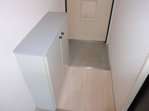 Entrance. With shoe box