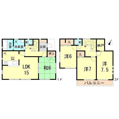 Floor plan. 20.8 million yen, 4LDK, Land area 145.84 sq m , Building area 97.19 sq m