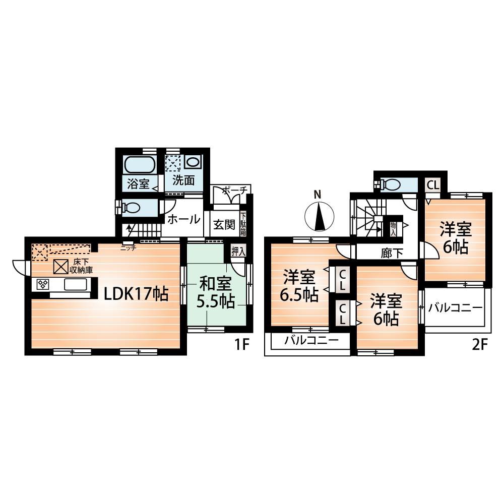 Floor plan. (No. 6 locations), Price 22,800,000 yen, 4LDK, Land area 150.34 sq m , Building area 95.58 sq m