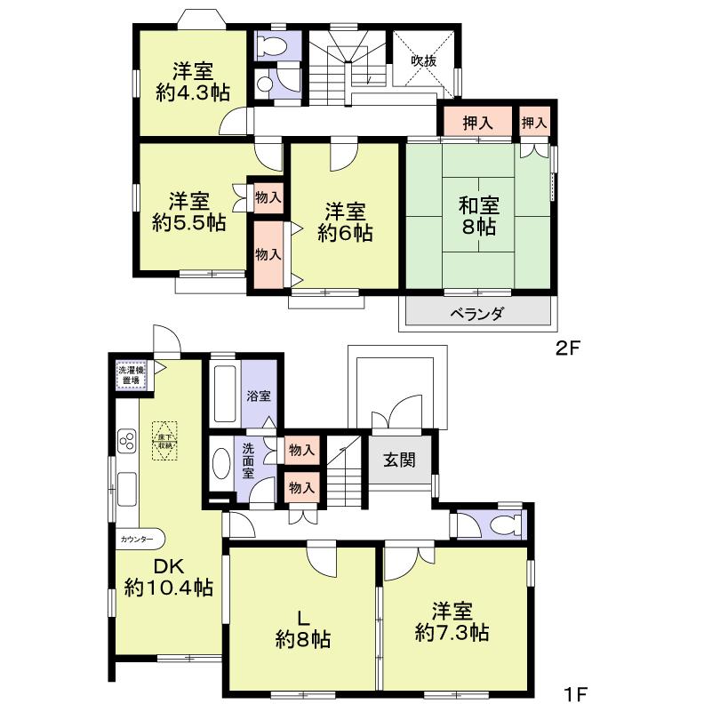 Floor plan. 25,200,000 yen, 5LDK, Land area 212.51 sq m , Building area 119.98 sq m