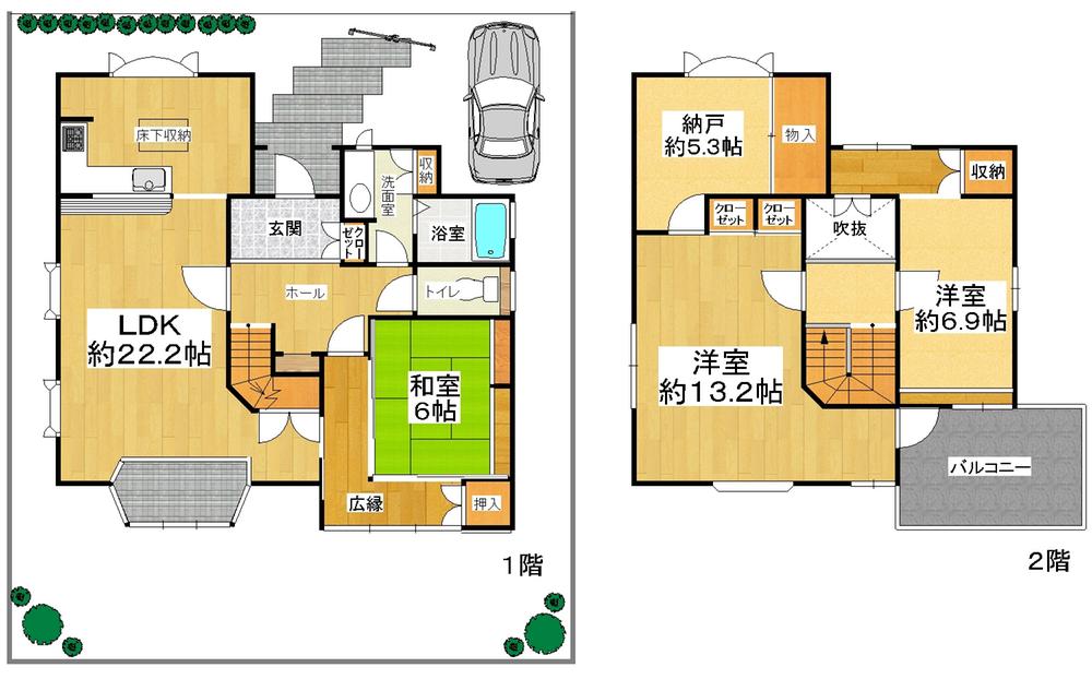 Floor plan. 34,800,000 yen, 3LDK + S (storeroom), Land area 216.05 sq m , Building area 132.79 sq m