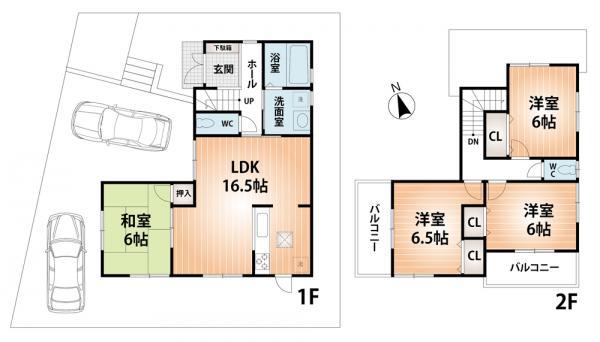 Floor plan. 30,800,000 yen, 4LDK, Land area 136.39 sq m , Building area 93.96 sq m
