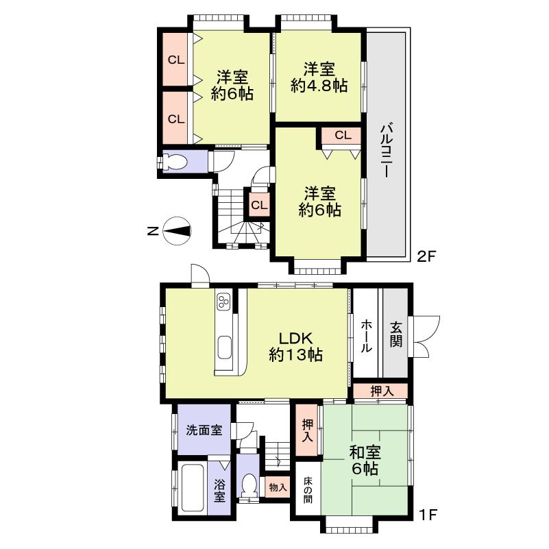 Floor plan. 16.8 million yen, 4LDK, Land area 123.8 sq m , Building area 94.39 sq m