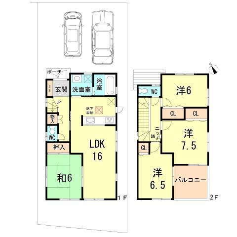 Floor plan. 27.3 million yen, 4LDK, Land area 120.64 sq m , Building area 96.96 sq m
