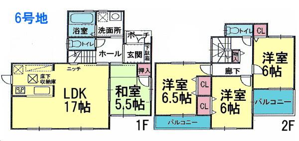 Floor plan. (No. 6 locations), Price 22,800,000 yen, 4LDK, Land area 150.34 sq m , Building area 95.58 sq m