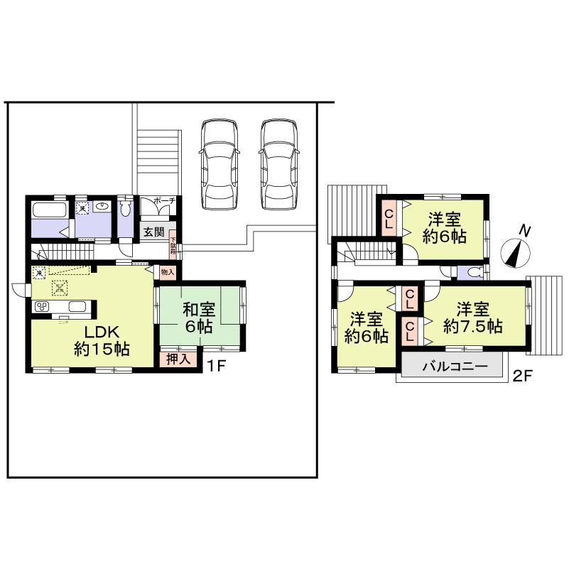 Floor plan. 24,300,000 yen, 4LDK, Land area 205.08 sq m , Building area 95.58 sq m