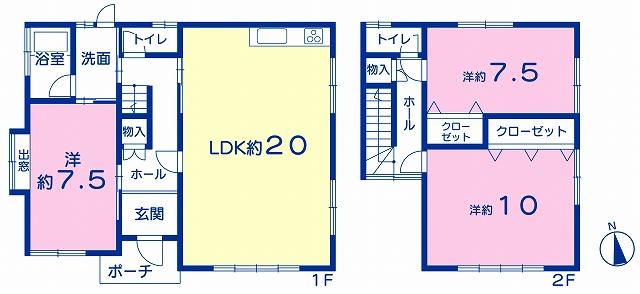 Floor plan. 13.8 million yen, 3LDK, Land area 132.37 sq m , Building area 104.74 sq m site parking approach