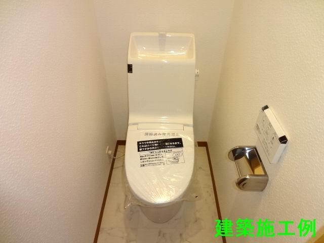 Toilet. Second floor toilet. Shower toilet. Building Construction example. 