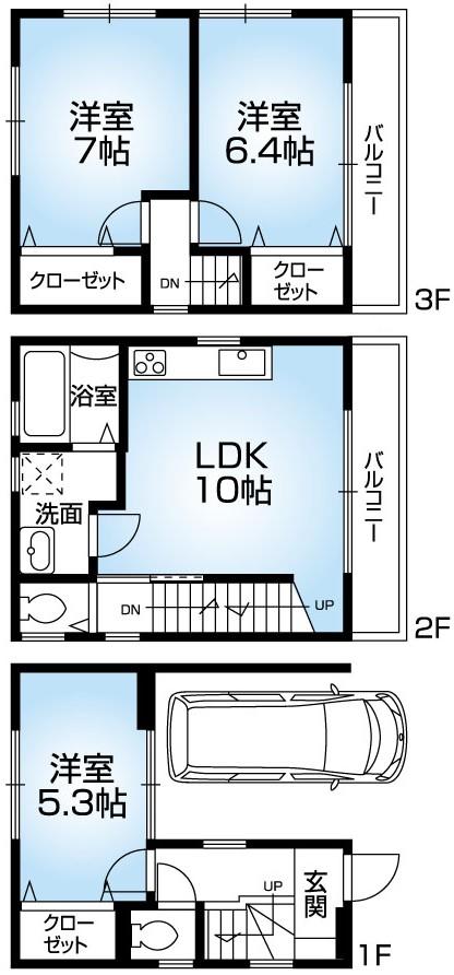 Floor plan. 23.8 million yen, 3LDK, Land area 39.79 sq m , Building area 83.53 sq m Mato (3LDK). Newly built one detached houses with car port. Clean readjustment land within the rooftops.