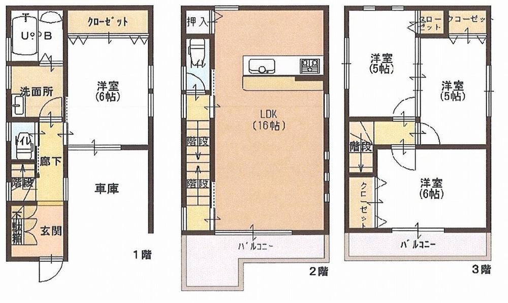 Floor plan. 23.8 million yen, 4LDK, Land area 57.09 sq m , 4LDK with a focus on LDK of building area 101.25 sq m 16 Pledge Because there is each room storage, It can be widely available in the room. In southeast direction it is good per yang.