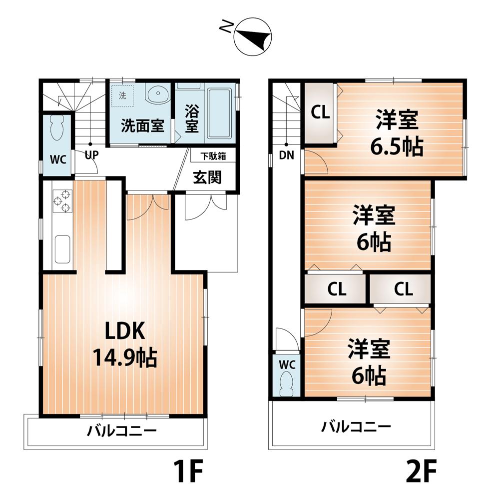 Floor plan. (B No. land), Price 35,500,000 yen, 3LDK, Land area 79.48 sq m , Building area 88.44 sq m