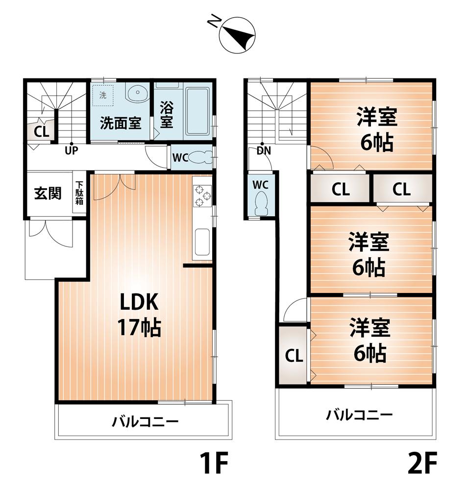 Floor plan. (C No. land), Price 35,500,000 yen, 3LDK, Land area 79.37 sq m , Building area 90.67 sq m