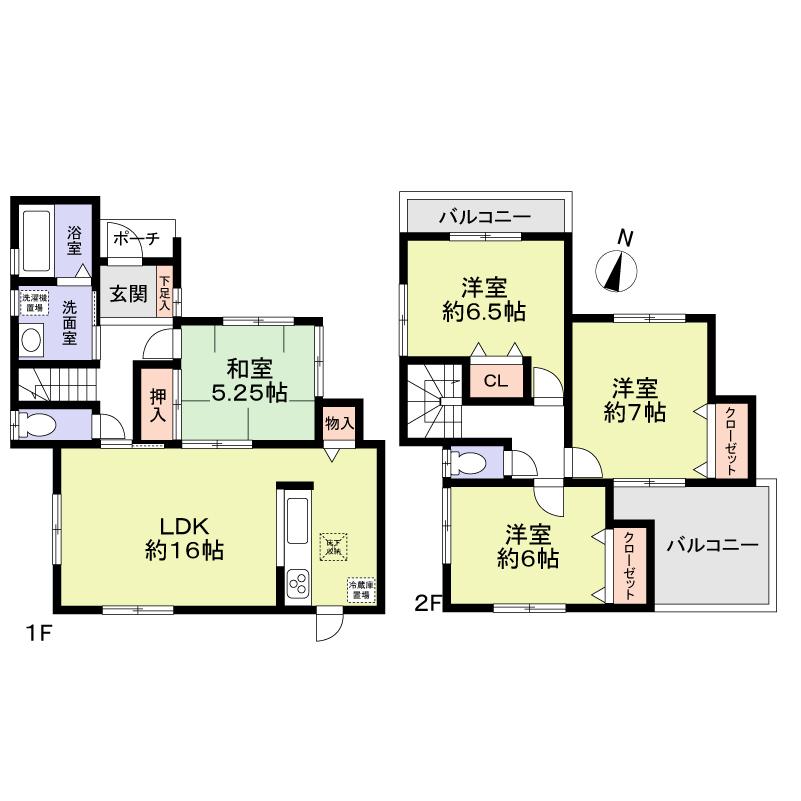 Floor plan. 27.3 million yen, 4LDK, Land area 186.62 sq m , Building area 95.17 sq m